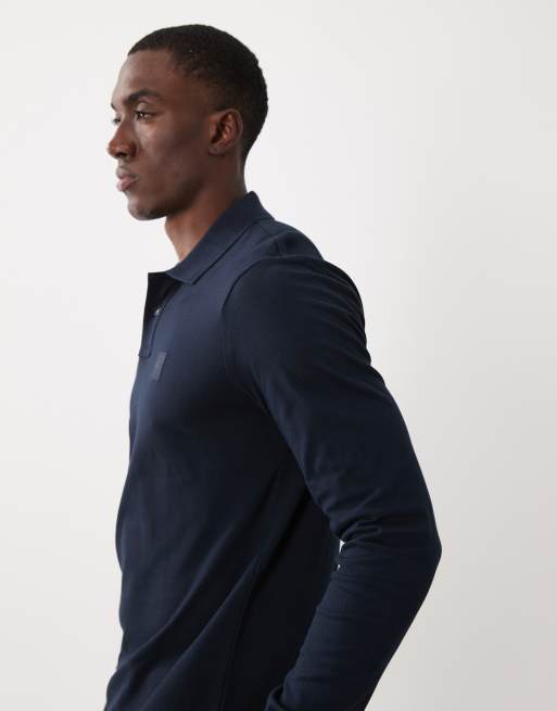 BOSS Orange - Passerby - Poloshirt met lange mouwen in marineblauw, 4 van 5