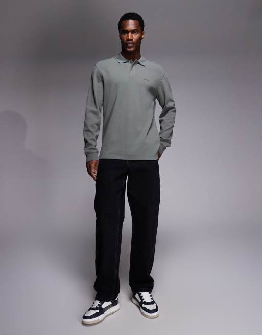 BOSS Orange passerby tonal logo sleeve pique polo slim fit mid grey, 2 of 5
