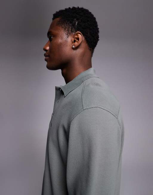 BOSS Orange passerby tonal logo sleeve pique polo slim fit mid grey, 4 of 5