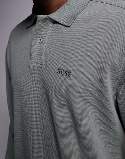 BOSS Orange passerby tonal logo sleeve pique polo slim fit mid grey, 5 of 5
