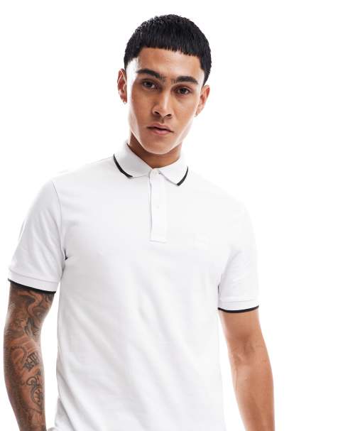 BOSS Orange passertip polo shirt in white