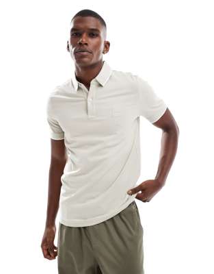 BOSS Orange BOSS Orange Passertip icon logo slim fit tipped pique polo in light beige-Neutral