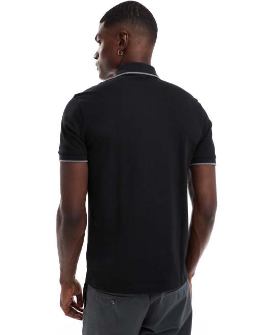 BOSS Orange - Passertip - Polo ajusté en piqué avec liseré et logo emblématique - Noir, 3 de 4