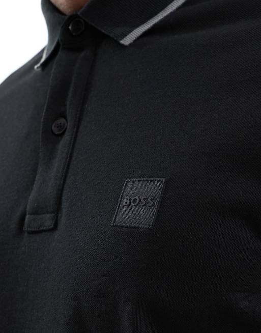 BOSS Orange - Passertip - Polo ajusté en piqué avec liseré et logo emblématique - Noir, 4 de 4