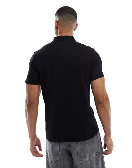 BOSS Orange – Passerzip – Czarna dopasowana koszulka polo z logo, 3 z 4