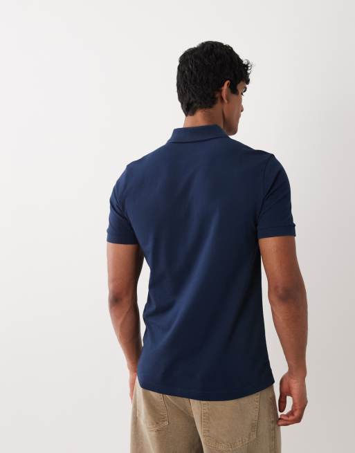 BOSS Orange passerzip pique polo shirt in navy, 5 of 5