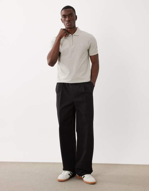 BOSS Orange - Passerzip - Polo gris medio de piqué, 2 de 5