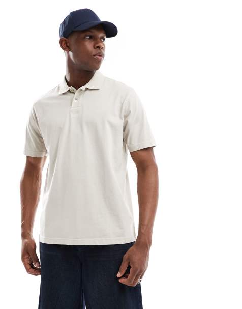 BOSS Orange Pe_Dye central logo relaxed fit polo in beige - view 1