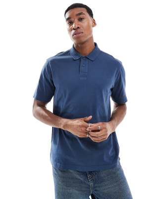 Pe_Dye central logo relaxed fit polo in mid blue