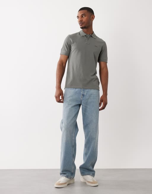 BOSS Orange – Prime – Polohemd aus Baumwoll-Pikee in Grau mit farblich abgestimmtem Logo, 2 von 5