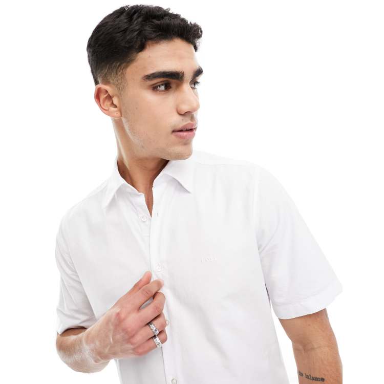 BOSS Orange Rash short sleeve shirt in white