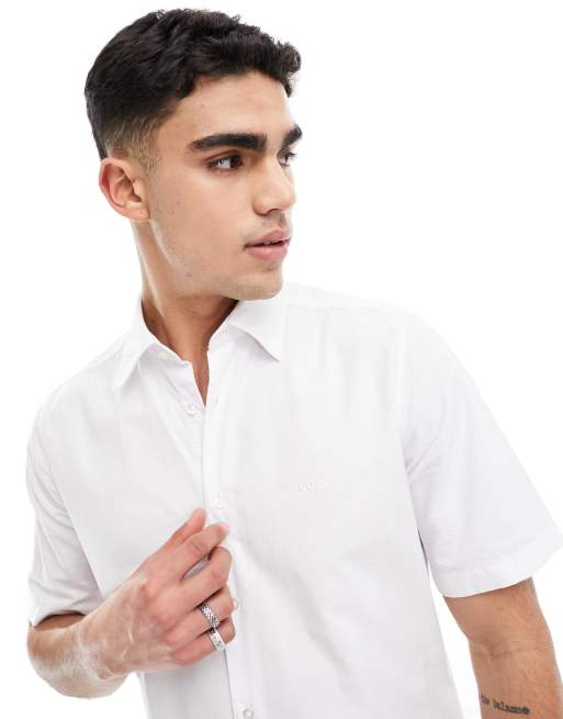 BOSS Orange Rash short sleeve shirt in white ASOS