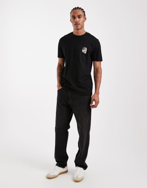 BOSS Orange regular fit back graphic t-shirt in black, 2 of 5