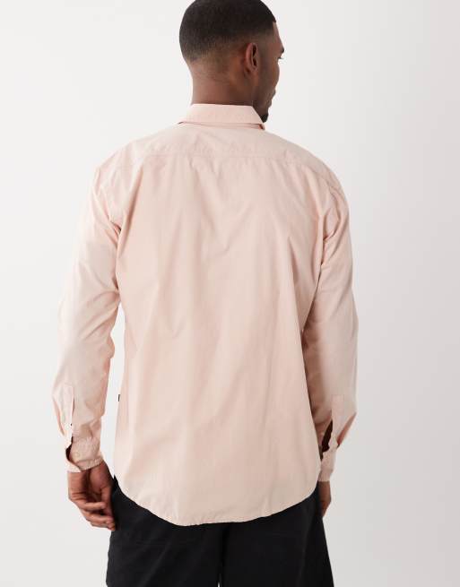 BOSS Orange regular fit cotton long sleeve button up shirt in pink, 5 of 5