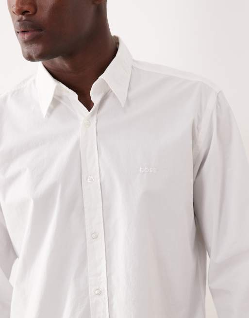 BOSS Orange - Regular-fit overhemd van katoen met lange mouwen en knoopsluiting in wit, 2 van 5