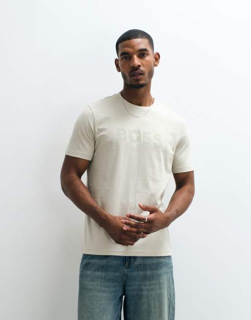 BOSS Orange – Regular-Fit-T-Shirt in Hellbeige mit farblich abgestimmtem Logo, 2 von 5