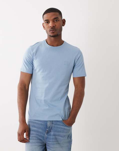 BOSS Orange - Regular-fit T-shirt in lichtblauw - view 1