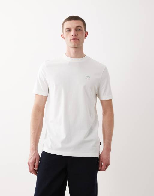 BOSS Orange - Regular-fit T-shirt met korte mouwen en grafische print in wit, 5 van 5