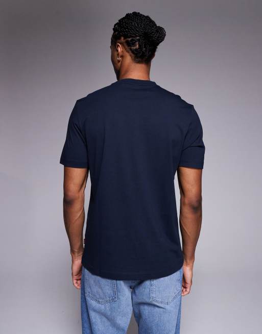 BOSS Orange - Regular-fit T-shirt met wolfprint op de borst in marineblauw, 3 van 5