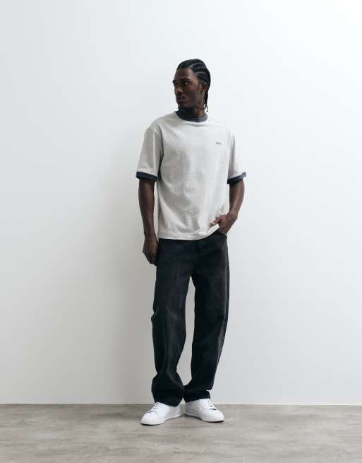Boss Orange relaxed fit chest logo t-shirt in grey  , 4 of 5