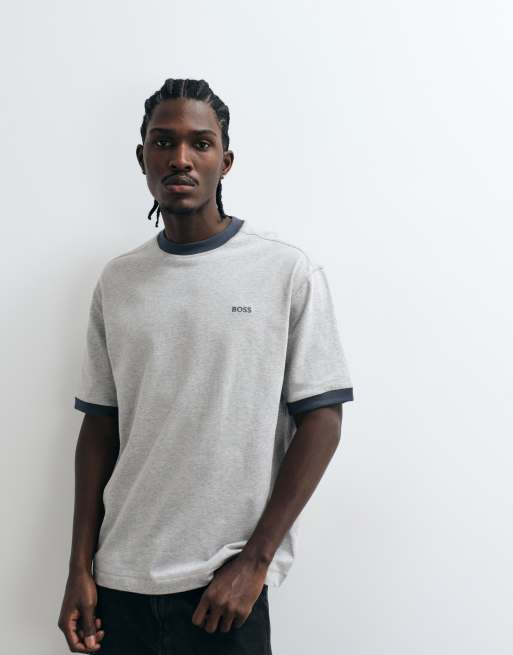 Boss Orange relaxed fit chest logo t-shirt in grey  , 5 of 5