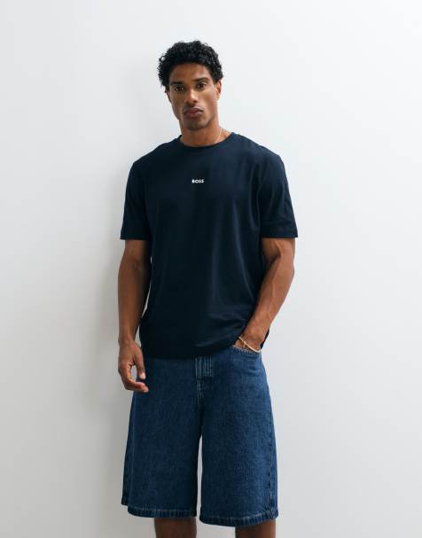 BOSS Orange relaxed fit small graphic T-shirt in dark blue - view 1