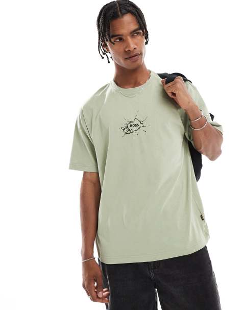 Boss Orange relaxed fit t-shirt in green with small chest logo graphic - view 1