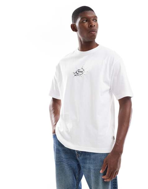 Boss Orange relaxed fit t-shirt in white with small chest logo graphic - view 1