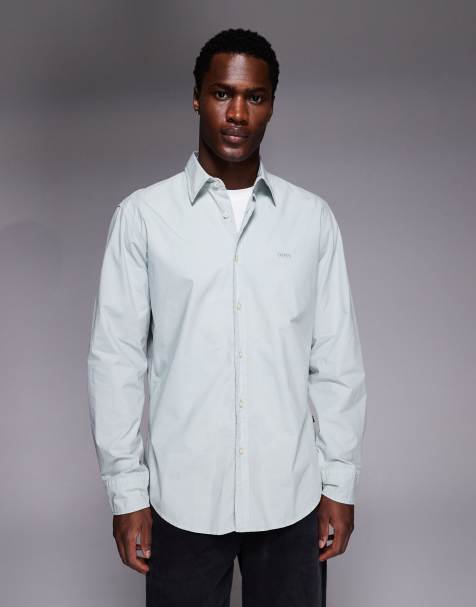 BOSS Orange relegant regular fit cotton shirt in light grey