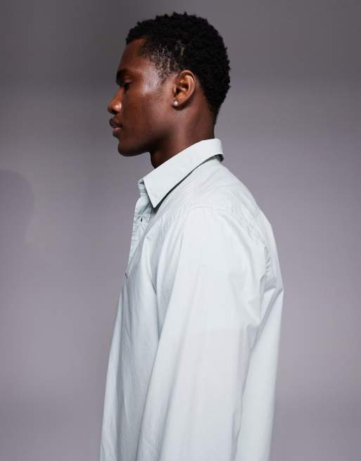 BOSS Orange relegant regular fit cotton shirt in light grey, 4 of 5