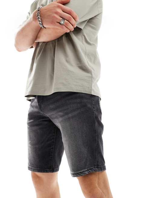 BOSS Orange ReMaine denim shorts in dark grey
