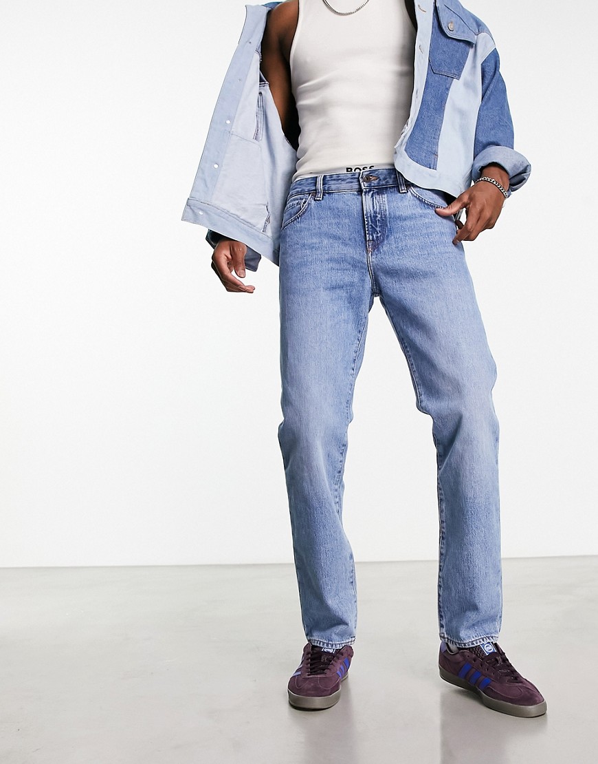BOSS Orange Re. Maine straight fit jeans in light wash-Blue