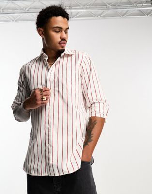 BOSS Orange Remiton relaxed fit shirt in natural - ASOS Price Checker