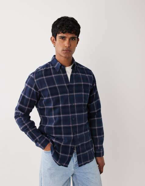 BOSS Orange rickert checked shirt in navy