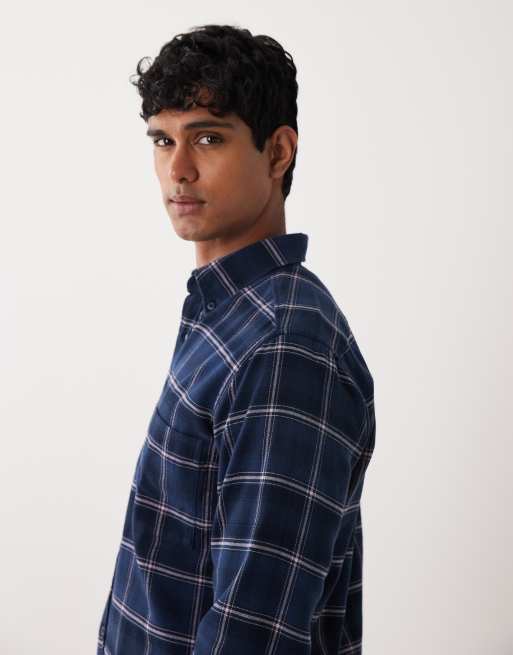 BOSS Orange rickert checked shirt in navy, 4 of 5