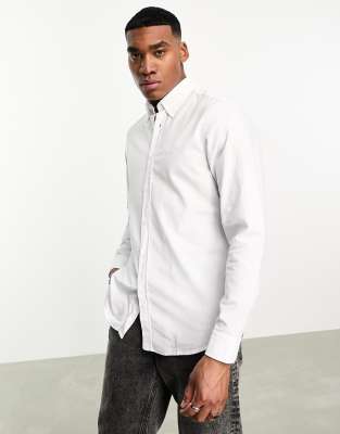 BOSS Orange Rickert regular fit long sleeve shirt in white - ASOS Price Checker