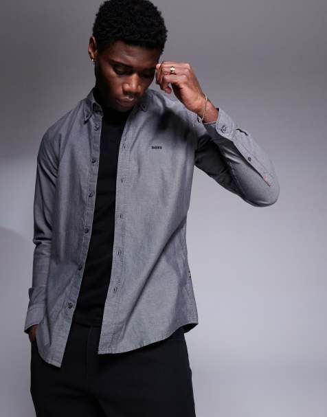 BOSS Orange - Rickert - Chemise Oxford standard à logo ton sur ton - Vert foncé - view 1