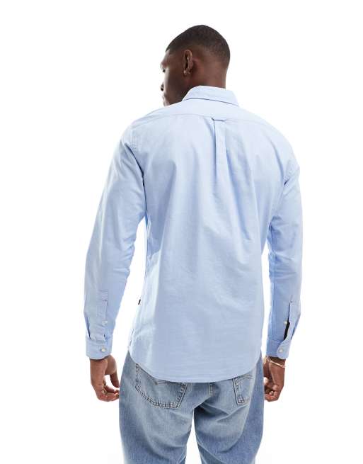 BOSS Orange Rickert oxford long sleeve shirt in light blue, 4 of 4