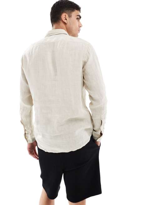 BOSS Orange Rickert shirt in light beige, 4 of 4