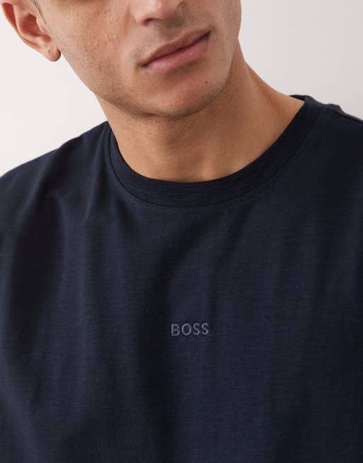 BOSS Orange - Ruimvallend mouwloos T-shirt in donkerblauw, 3 van 5