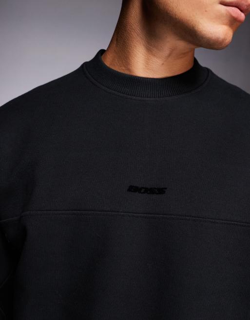 BOSS Orange - Ruimvallend sweatshirt van zware stof met logo in het midden in zwart, 5 van 5