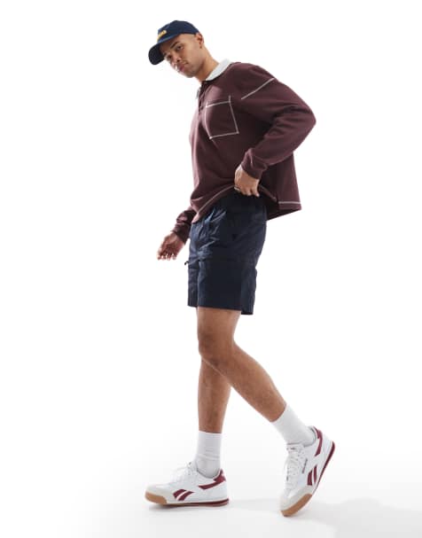 BOSS Orange – Sal – Cargoshorts aus Funktionsnylon in Marineblau mit Gürtel - view 1