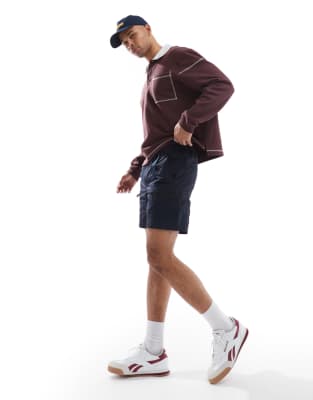 BOSS Orange - Sal - Short cargo technique en nylon avec ceinture - Bleu marine