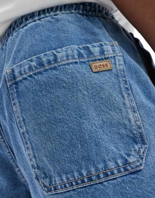 BOSS Orange - Sandrew - Short en jean à cordon de serrage - Délavage moyen, 5 de 5