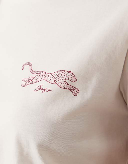BOSS Orange script logo t-shirt in cream, 2 of 4