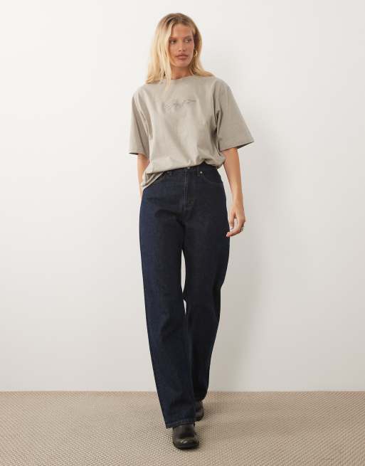 BOSS Orange script logo t-shirt in light khaki, 3 of 4