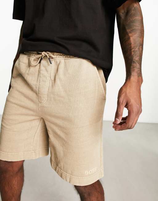 BOSS Orange - SeNeon - Pantaloncini comodi in jersey beige