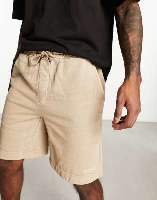 Boss By Hugo Boss Boss Orange Seneon Relaxed Fit Jersey Shorts In Beige-neutral