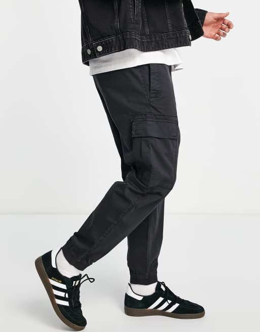 BOSS Orange Sisla tapered fit cargo trousers in black ASOS