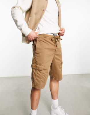 BOSS Orange Sisla2 drawstring cargo shorts in beige-Neutral